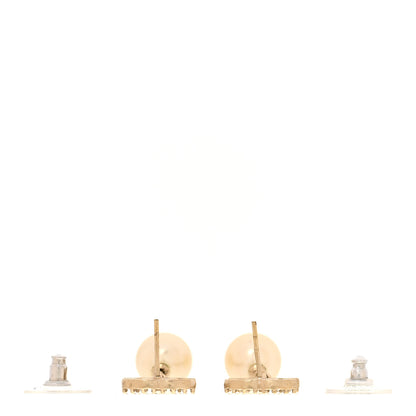 Chanel Crystal Pearl CC Drop Earrings Gold 3 of 5