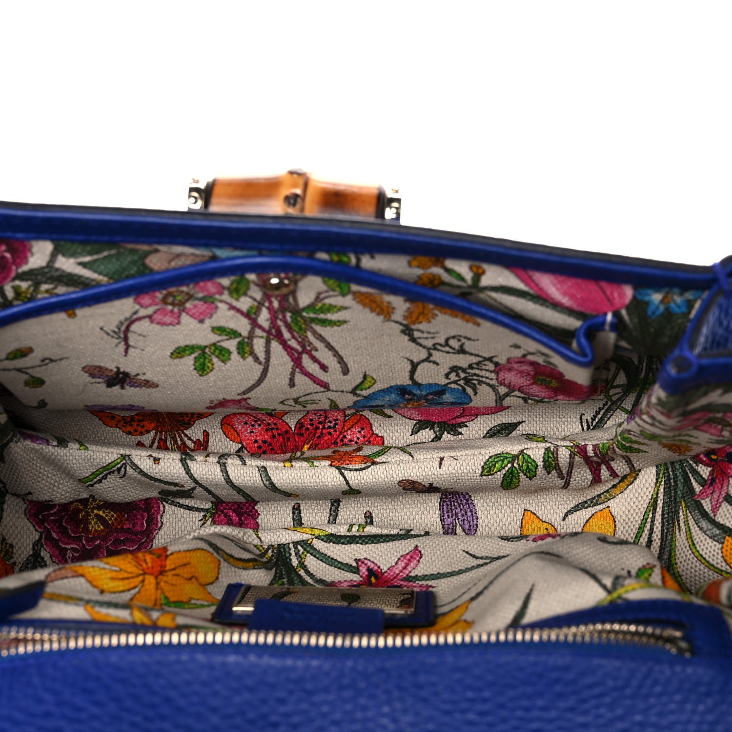 Gucci Calfskin Medium New Bamboo Top Handle Bag Blue 5 of 14