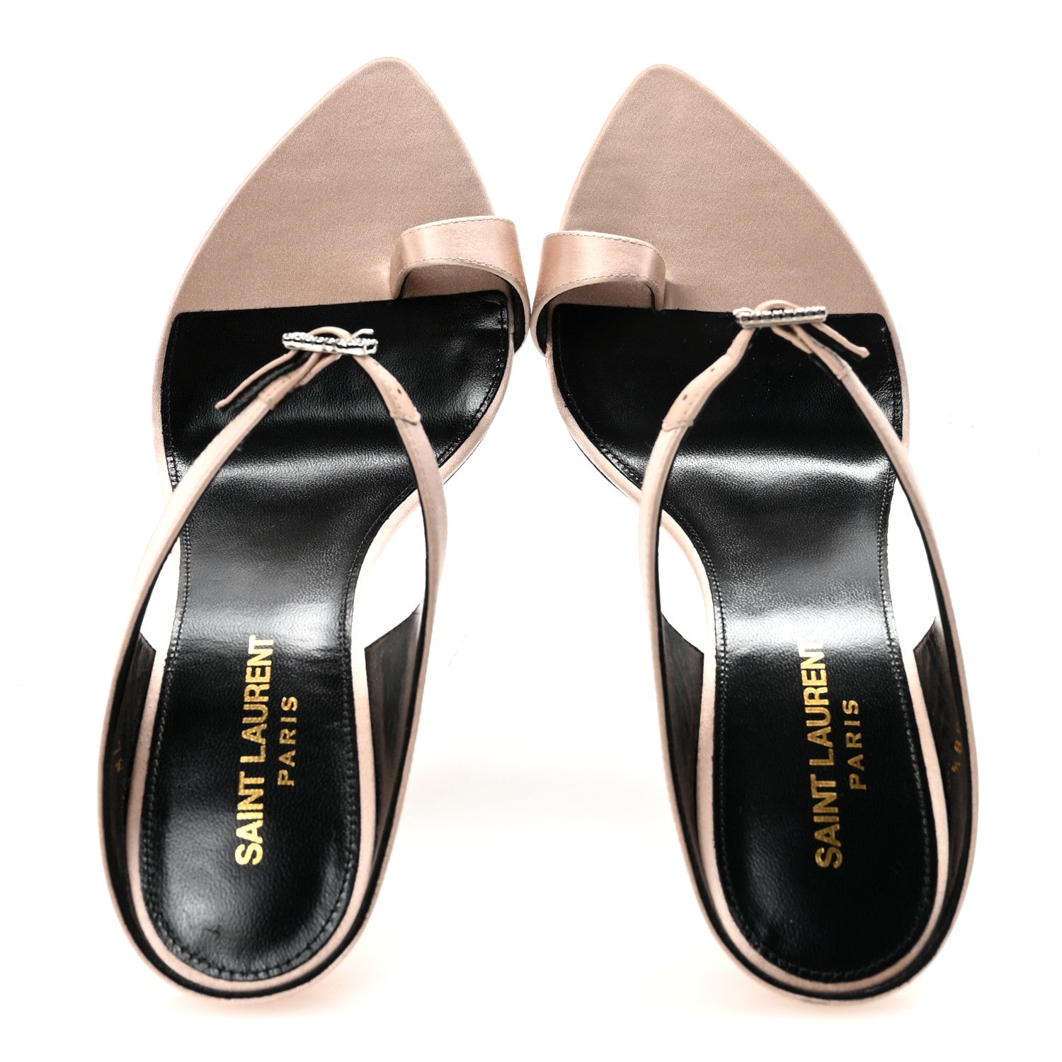 Saint Laurent Crepe Satin Dive 110 Mule Sandals 38.5 38.5 Genuine Nude 2 of 10