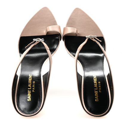 Saint Laurent Crepe Satin Dive 110 Mule Sandals 38.5 38.5 Genuine Nude 2 of 10