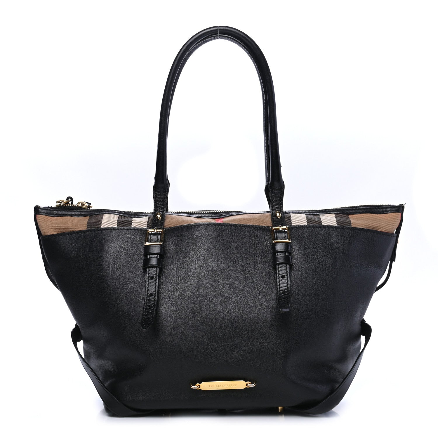 Burberry Calfskin House Check Small Salisbury Tote Black 1 of 10