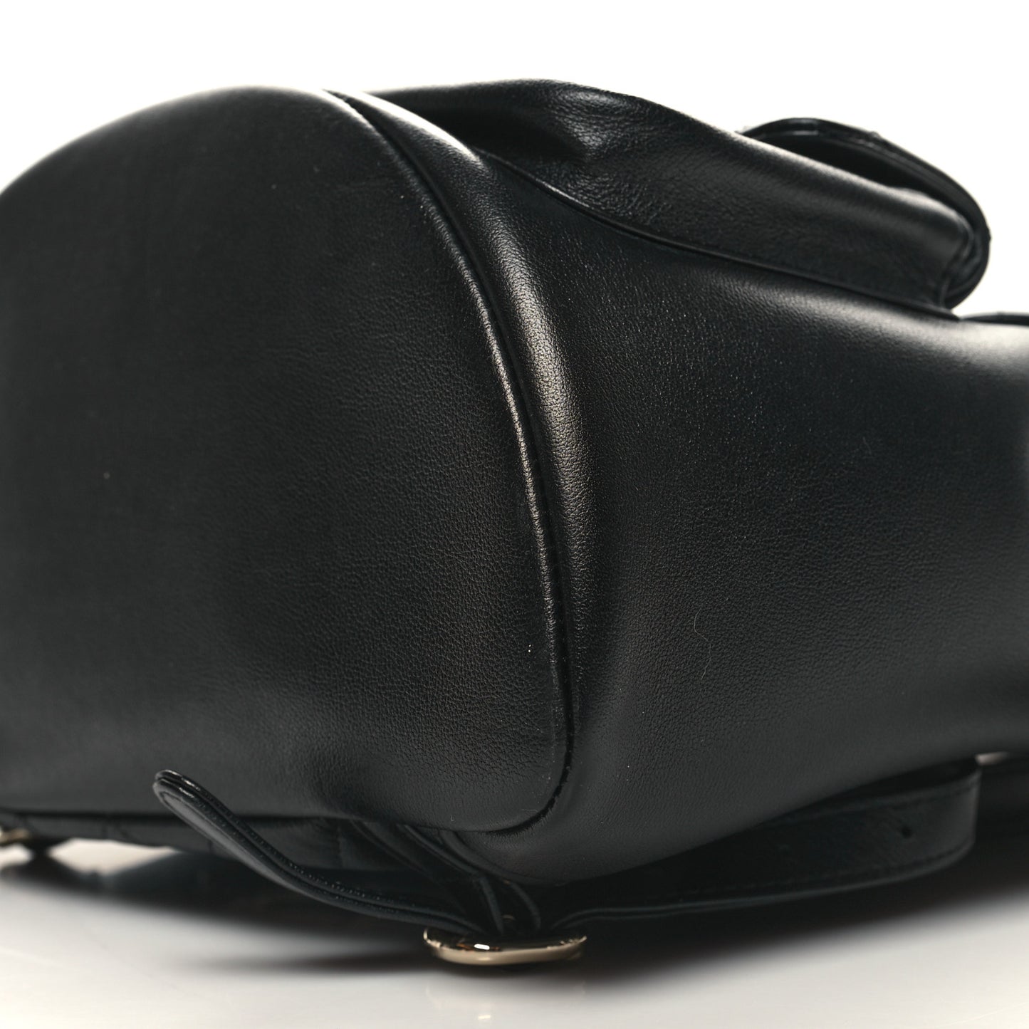 Calfskin Quilted Large Duma Pockets Drawstring Backpack Black