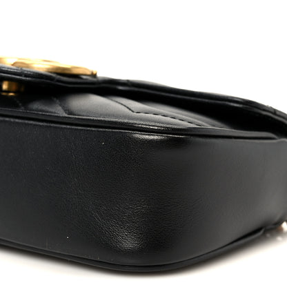 Gucci Calfskin Matelasse Super Mini GG Marmont Shoulder Bag Black 9 of 10