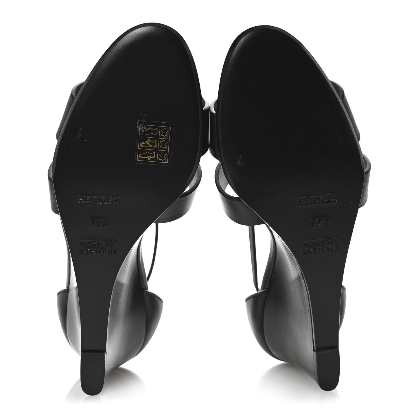 Calfskin Legend Wedge Sandals 38.5 Black