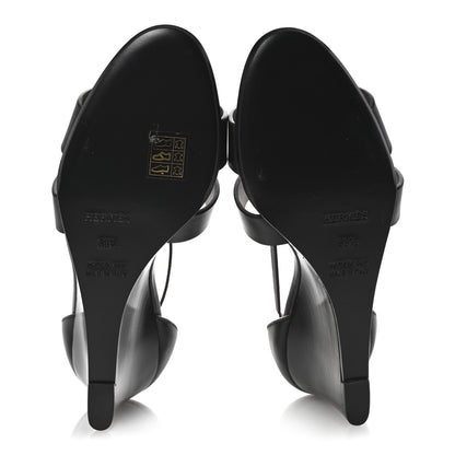 Hermes Calfskin Legend Wedge Sandals 38.5 Black 6 of 9