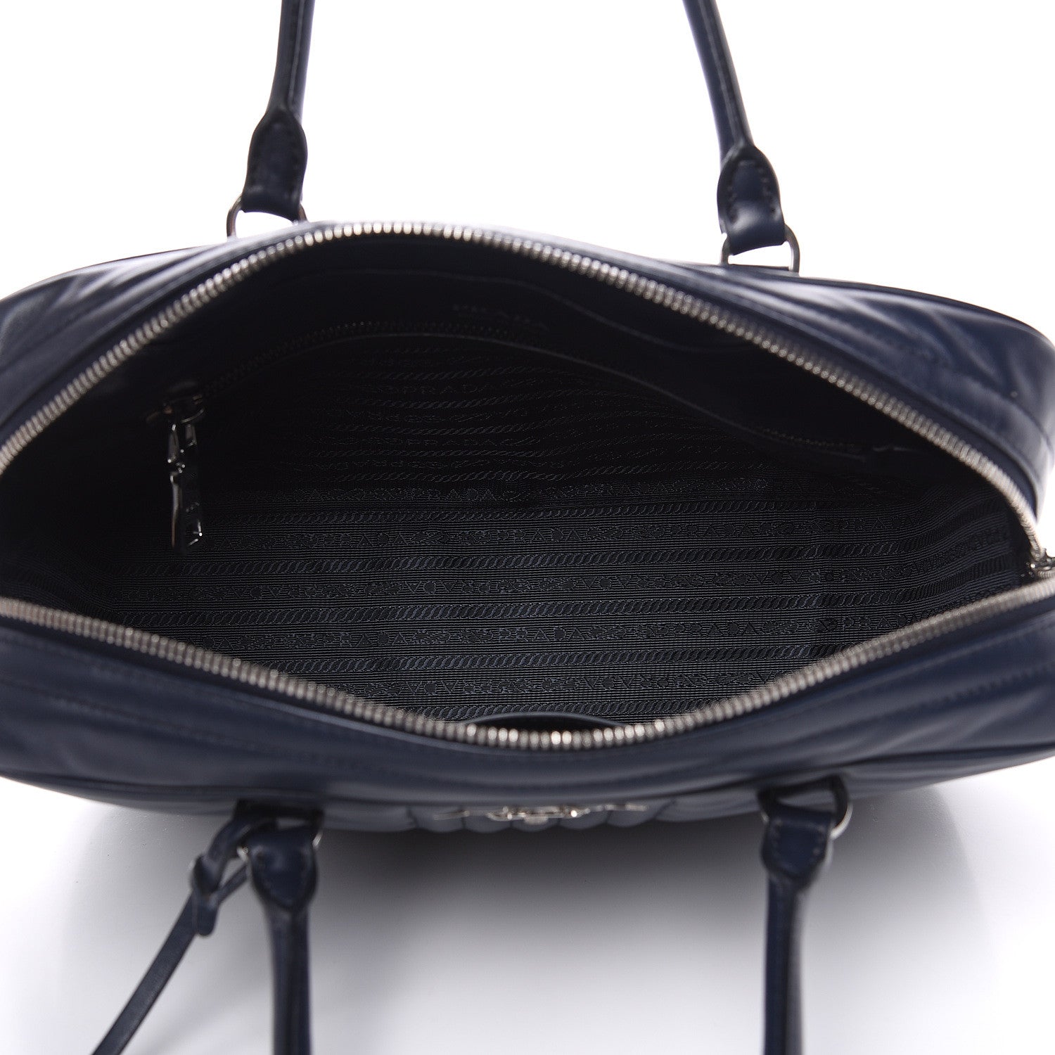 Prada Soft Calfskin Impunture Diagramme Large Top Handle Bag Baltico 5 of 10