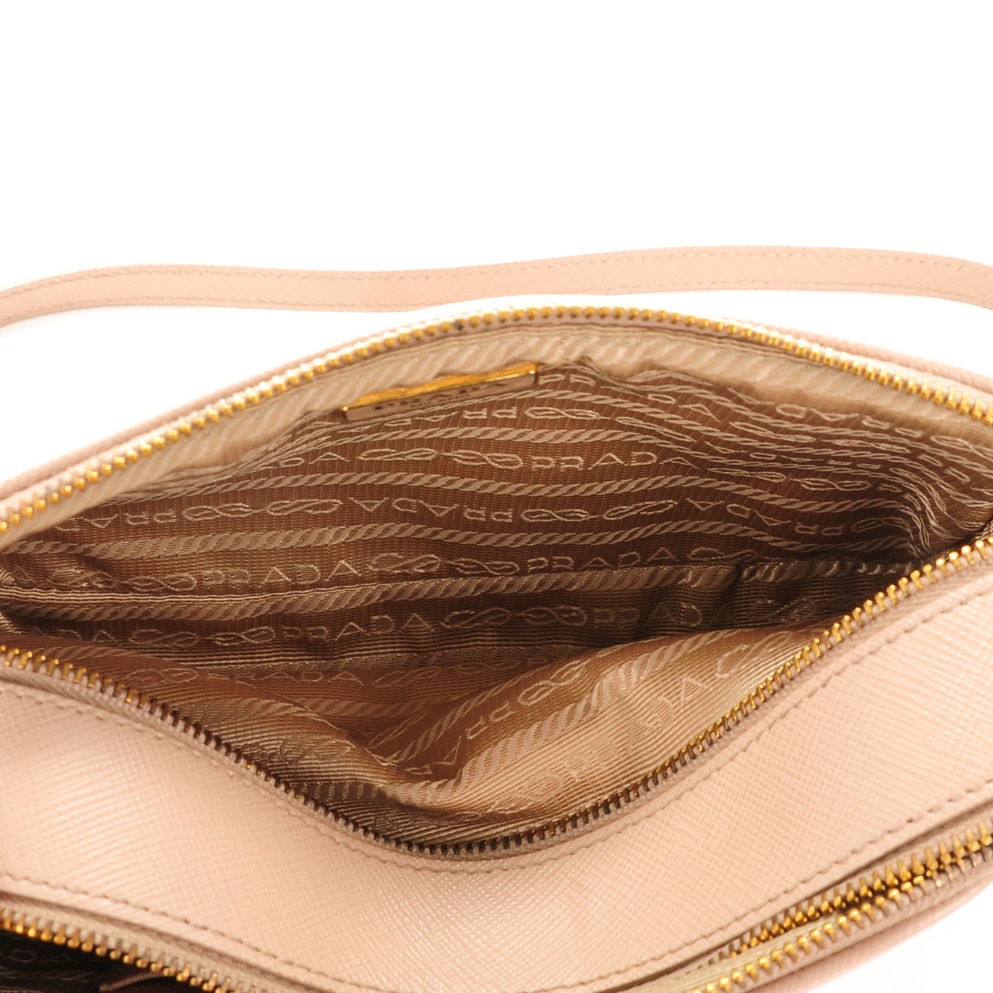 Saffiano Mini Double Zip Crossbody Cammeo