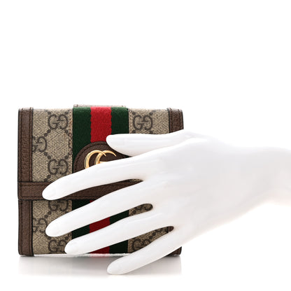 Gucci GG Supreme Monogram Web Ophidia French Flap Wallet Beige New Beige New Acero 2 of 9