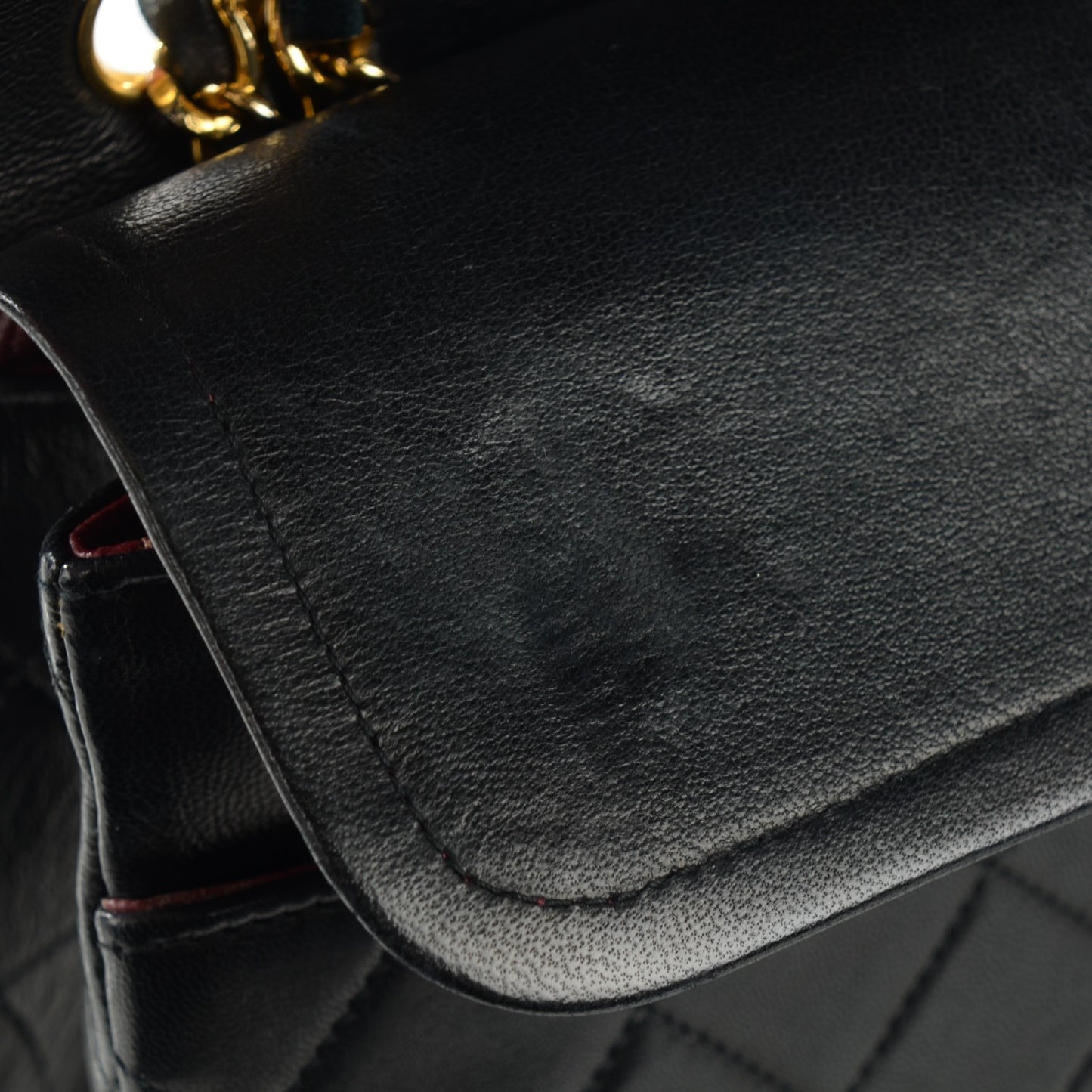 Lambskin Quilted Medium Double Flap Black