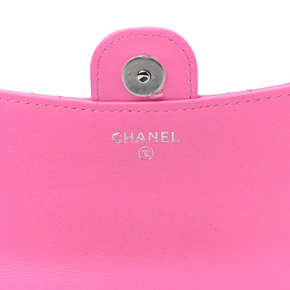 Chanel Lambskin Quilted Flap Phone Holder With Chain Neon Pink 7 of 14