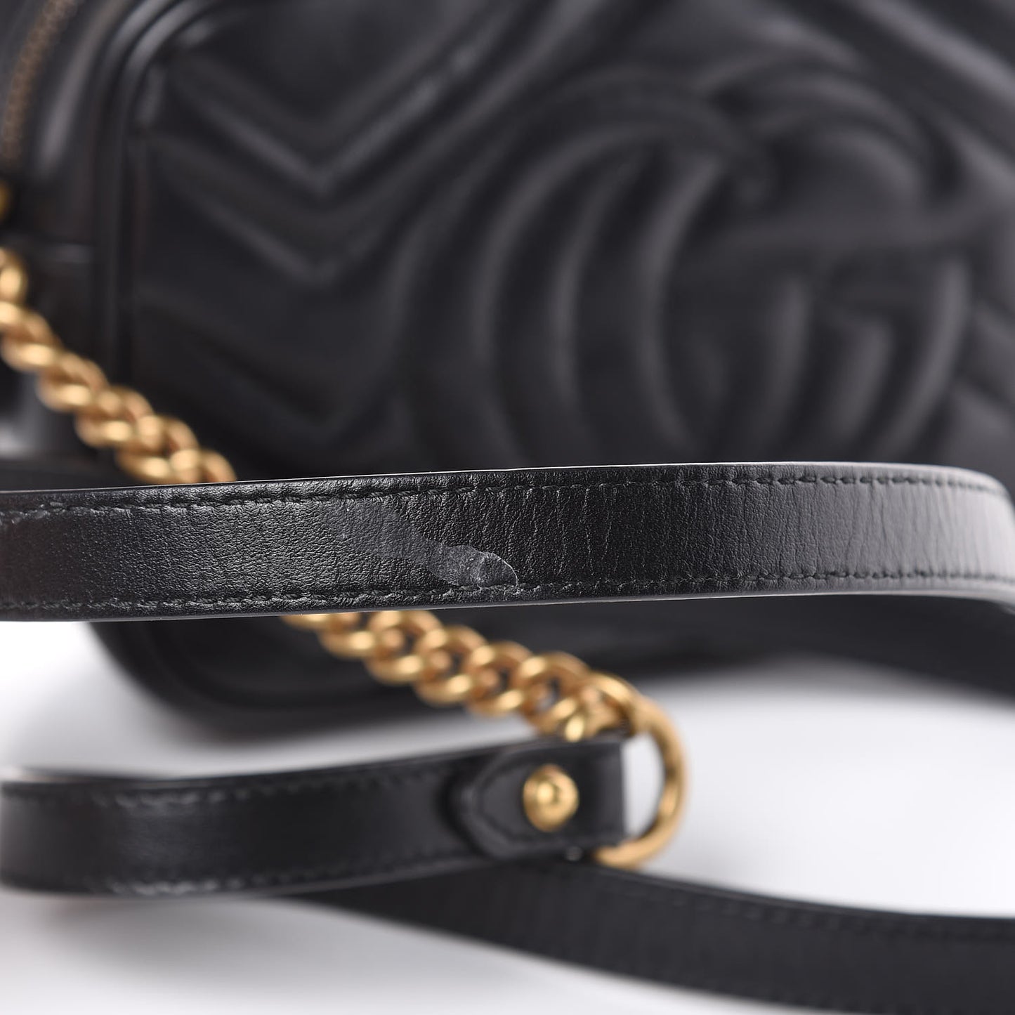 Calfskin Matelasse Mini GG Marmont Chain Shoulder Bag Black
