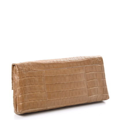 Nancy Gonzalez Crocodile Flap Clutch Beige 3 of 7
