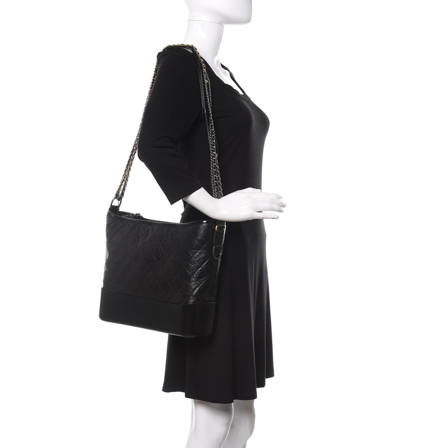 Chanel Aged Calfskin Quilted Large Gabrielle Hobo Black 2 of 11