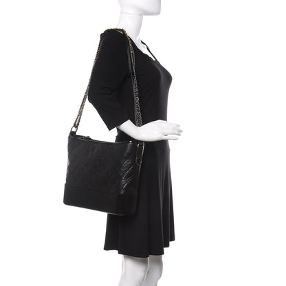 Chanel Aged Calfskin Quilted Large Gabrielle Hobo Black 2 of 11