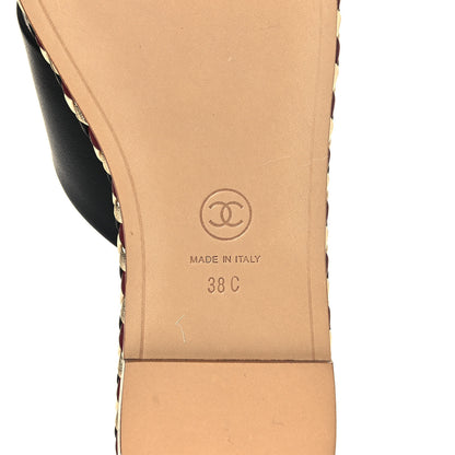 Chanel Lambskin Braided Mule Sandals 38 Black 6 of 10