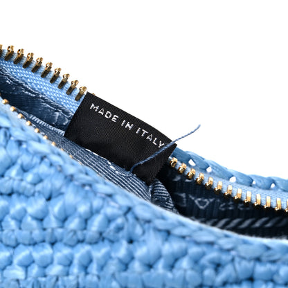 Prada Yarn Raffia Effect Crochet Re-Edition 2005 Shoulder Bag Celeste 7 of 11