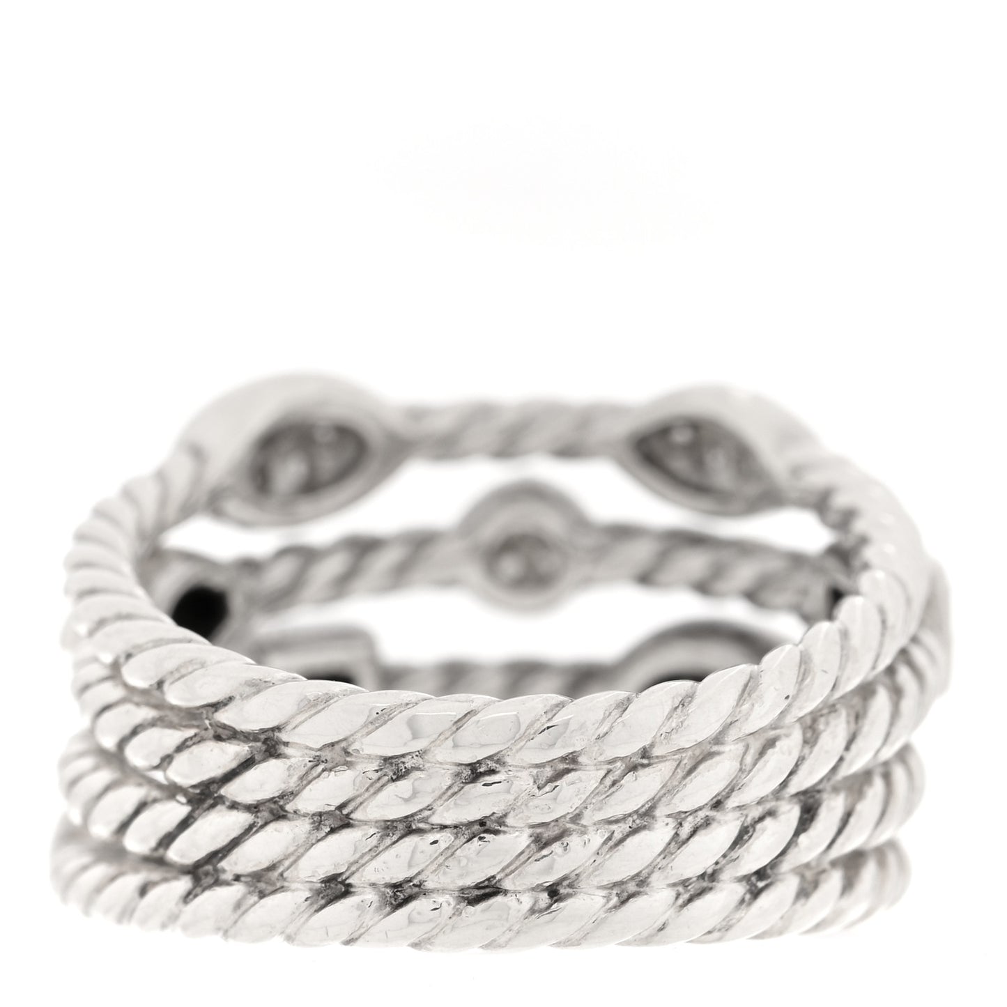 Sterling Silver Diamond Confetti 4 Row Ring 54 7