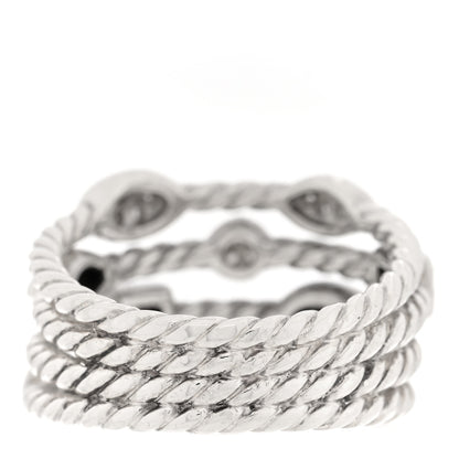 David Yurman Sterling Silver Diamond Confetti 4 Row Ring 54 7 3 of 4