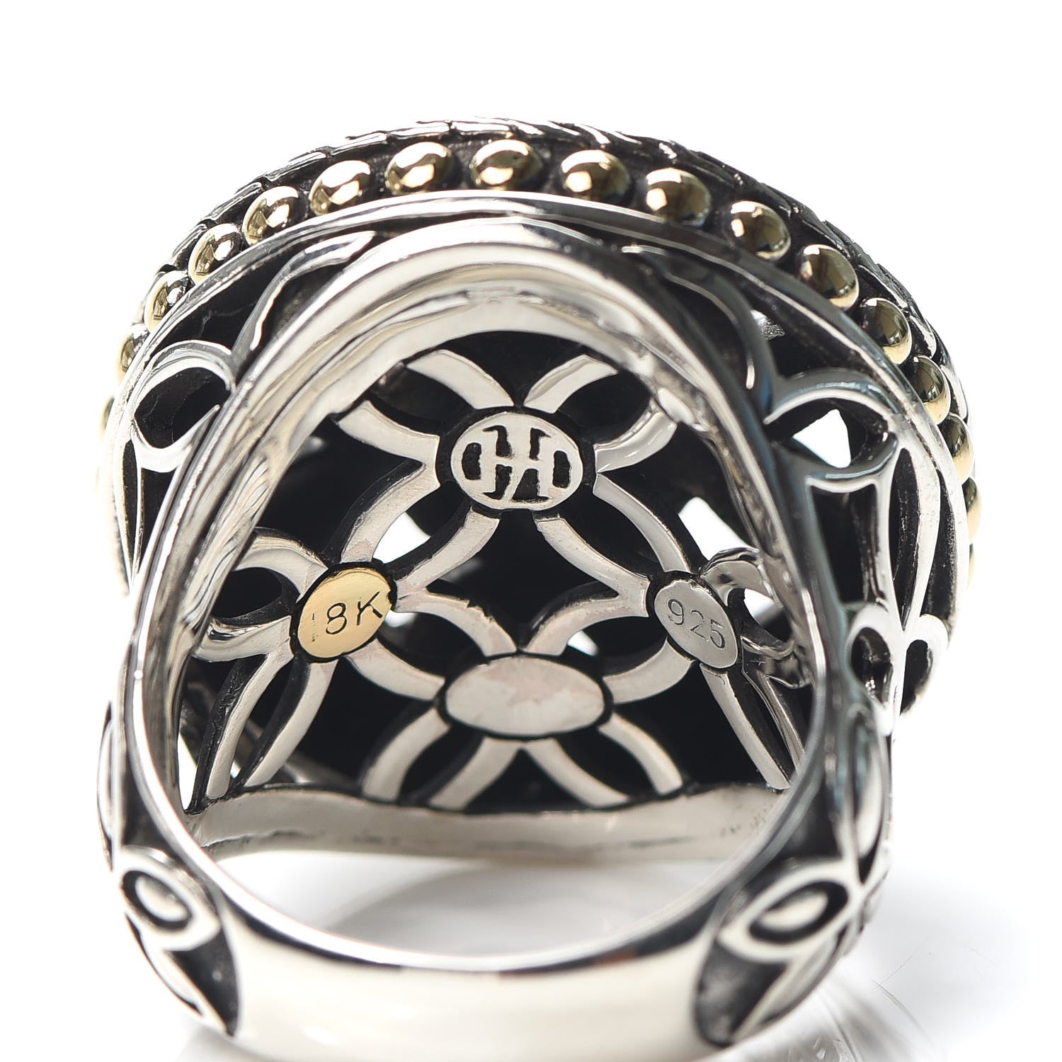 John Hardy Sterling Silver 18K Yellow Gold Kawung Coin Ring 56 7.5 5 of 5