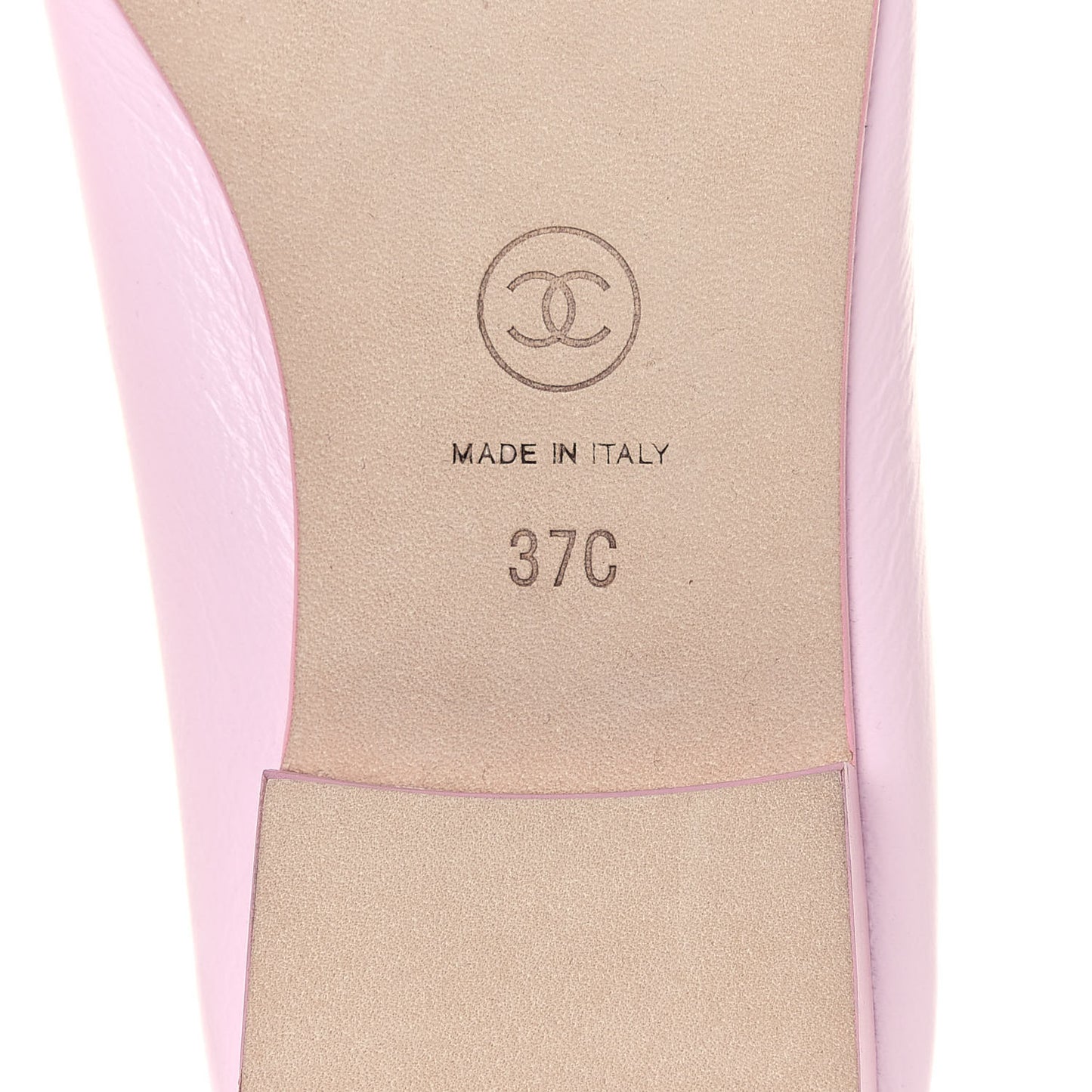 Lambskin CC Cap Toe Ballerina Flats 37 Pink Light Pink