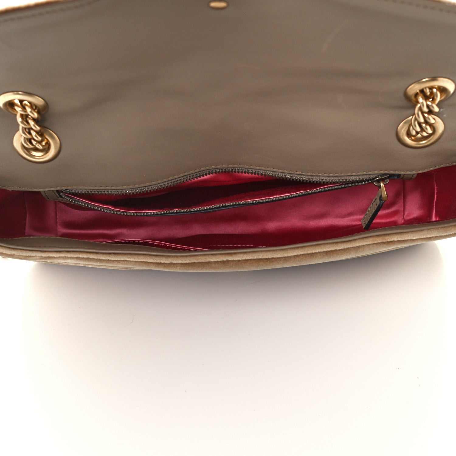 Gucci Velvet Matelasse Medium GG Marmont Shoulder Bag Taupe 7 of 11