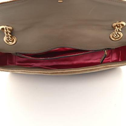Gucci Velvet Matelasse Medium GG Marmont Shoulder Bag Taupe 7 of 11