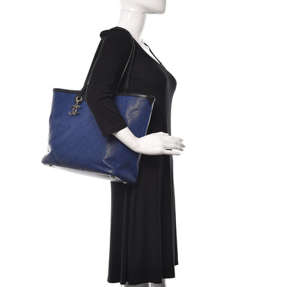 Chanel Grained Calfskin Shopping Fever Tote Blue 2 of 10