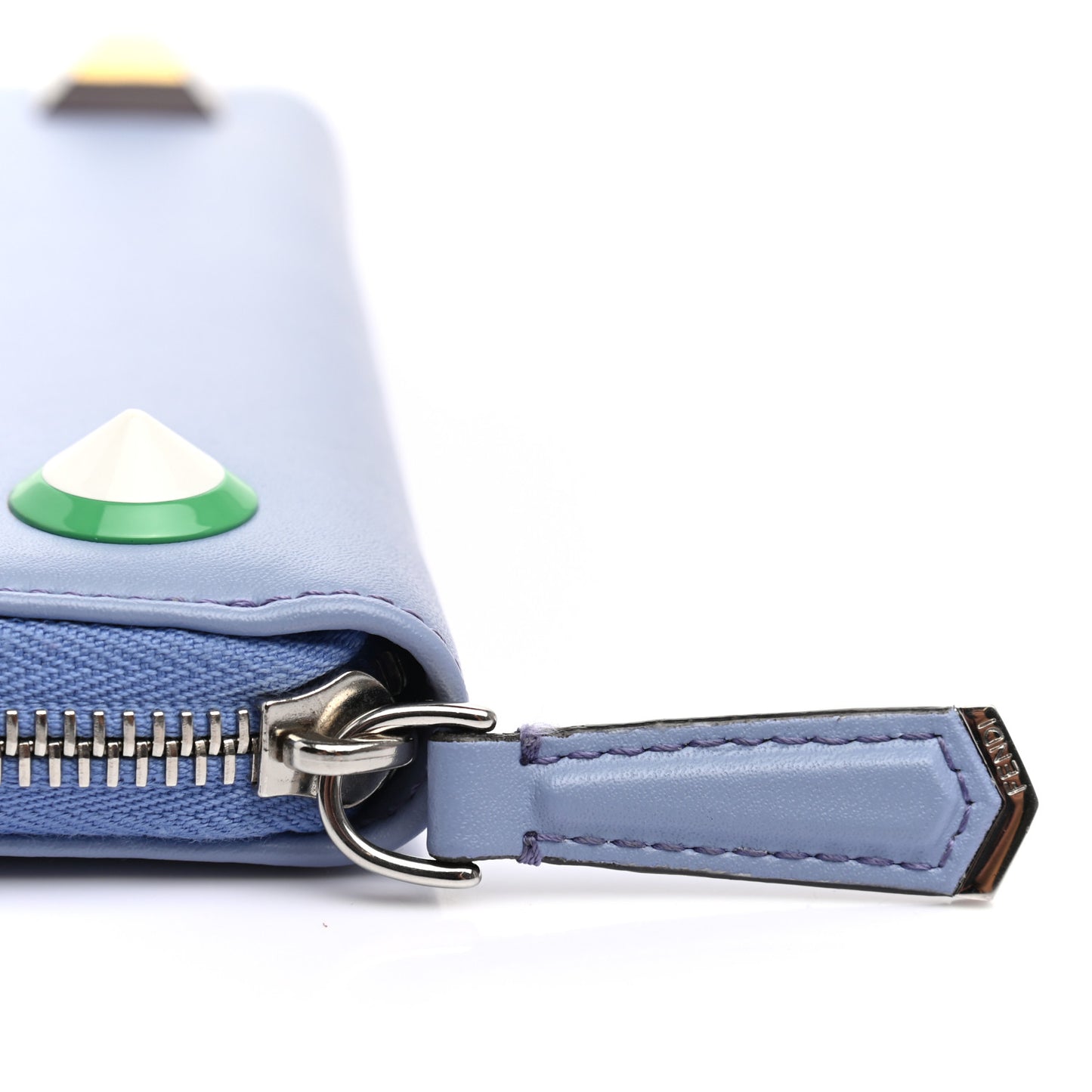 Vitello Liberty Studded Zip Around Wallet Azzurro Sky Multicolor
