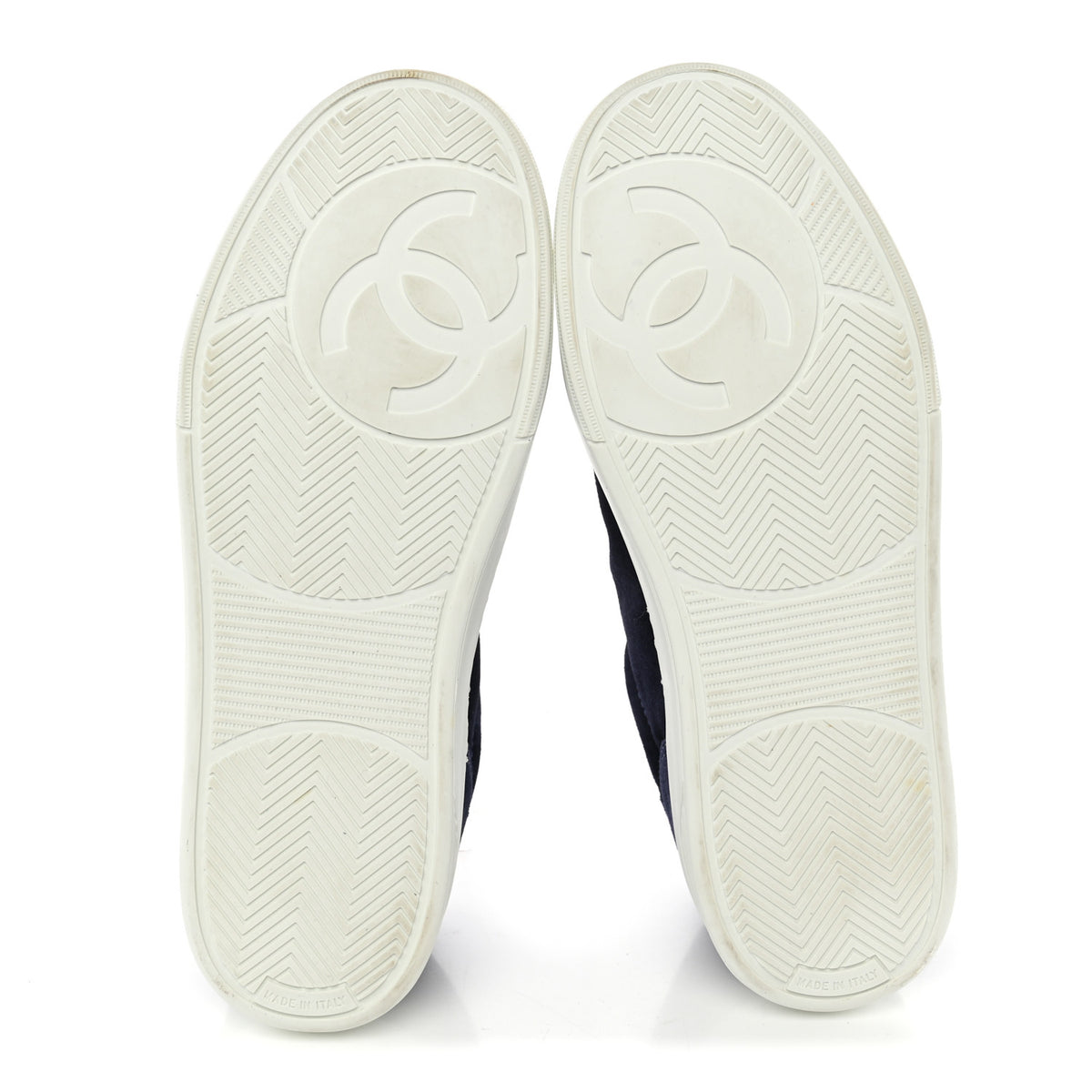 Suede Calfskin Womens CC Logo Sneakers 38 Navy