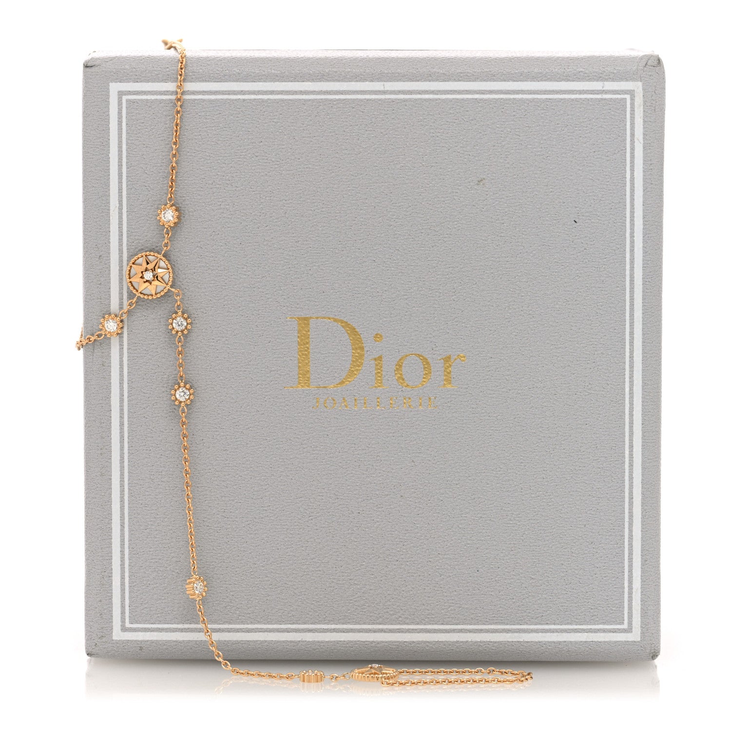 Christian Dior 18K Yellow Gold Diamond Mother of Pearl Rose Des Vents Hand Jewel Bracelet 4 of 4