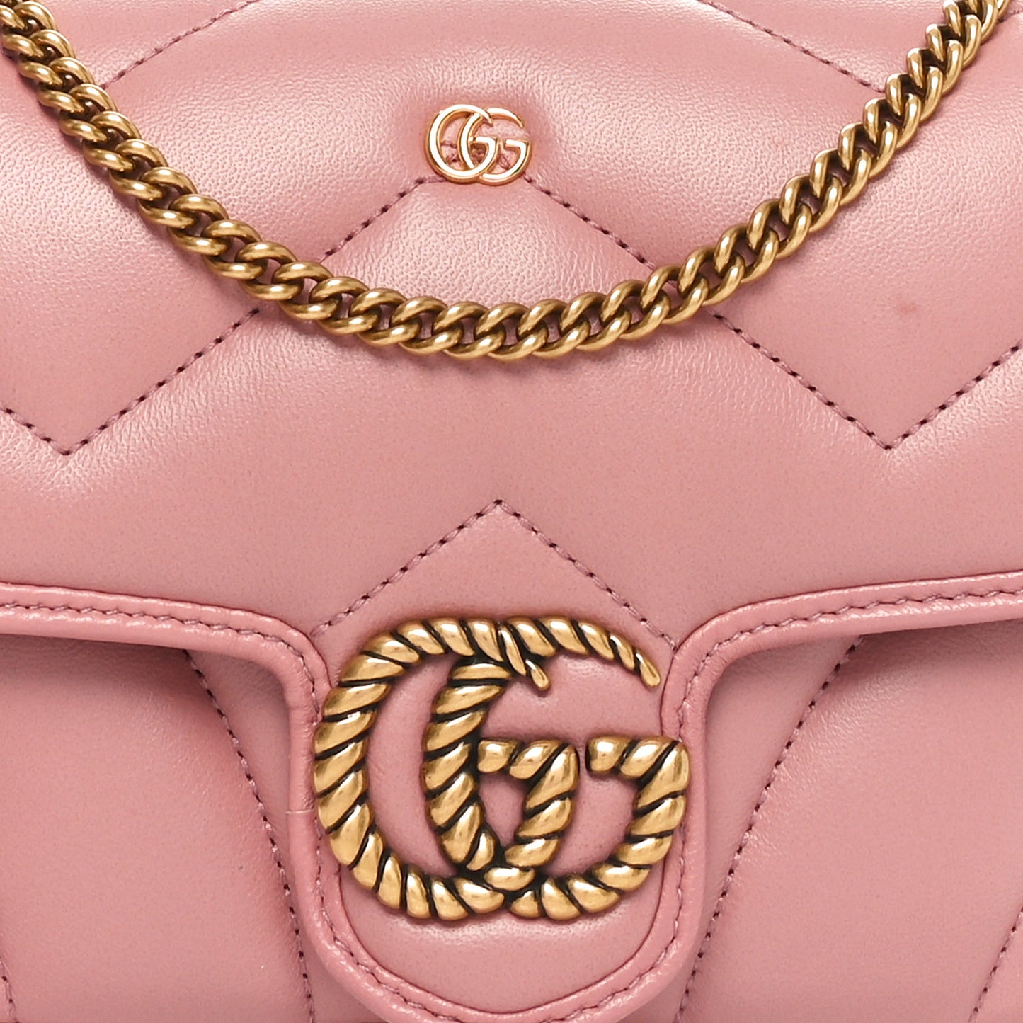 Calfskin Matelasse Double G Studs Mini Torchon GG Marmont Shoulder Bag Porcelain Rose