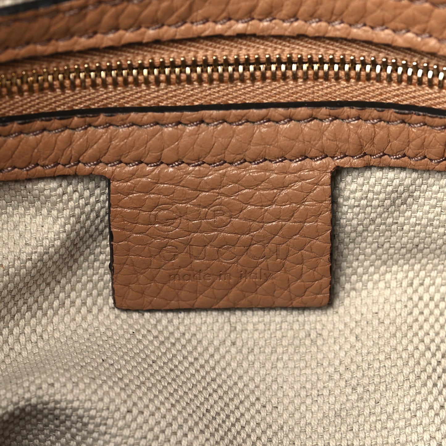Pebbled Calfskin Medium Soho Chain Shoulder Bag Camelia