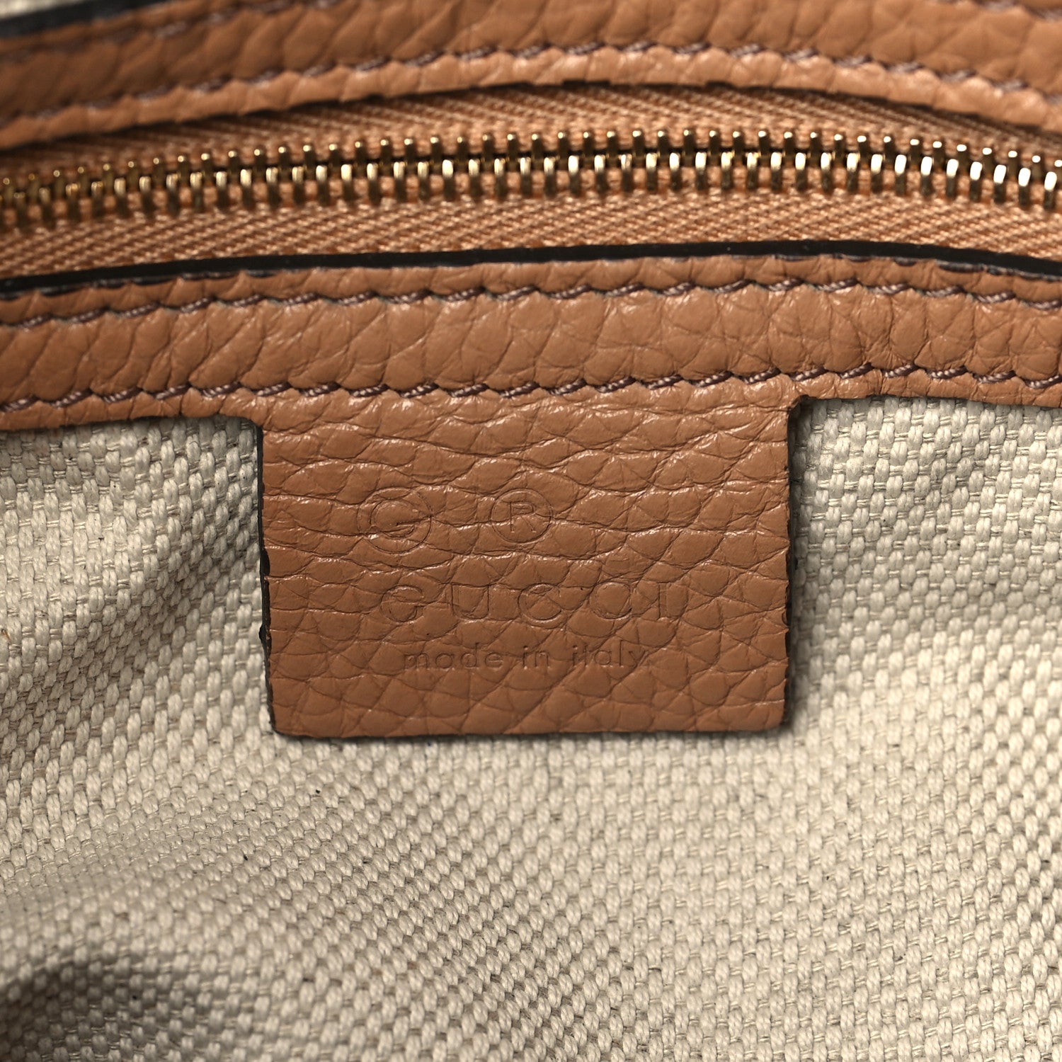 Gucci Pebbled Calfskin Medium Soho Chain Shoulder Bag Camelia 6 of 10