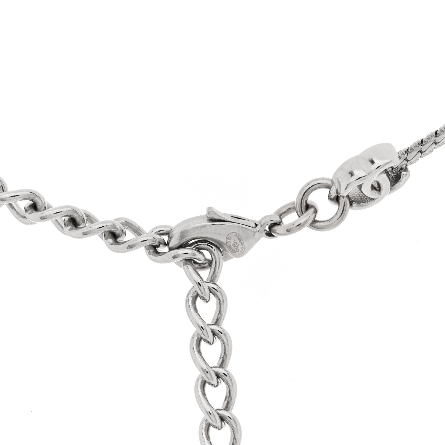 Chanel Metal CC Short Chain Necklace Silver 4 of 5