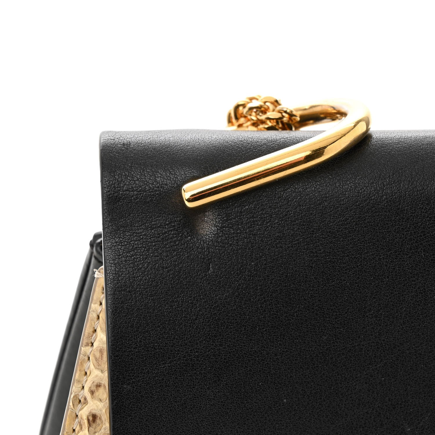 Chloe Snakeskin Smooth Calfskin Drew Shoulder Bag Beige Black 11 of 13