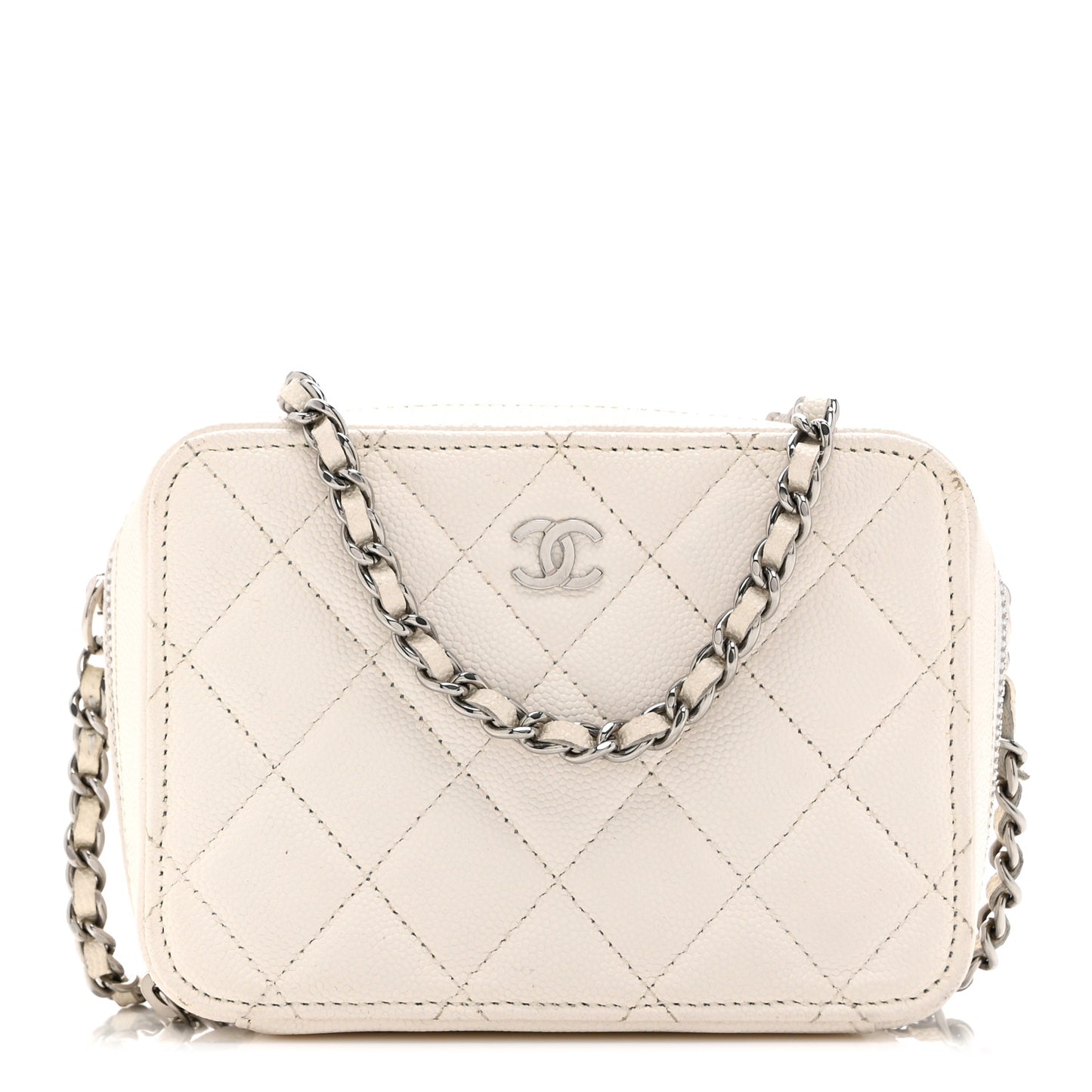 Caviar Quilted Camera Bag White