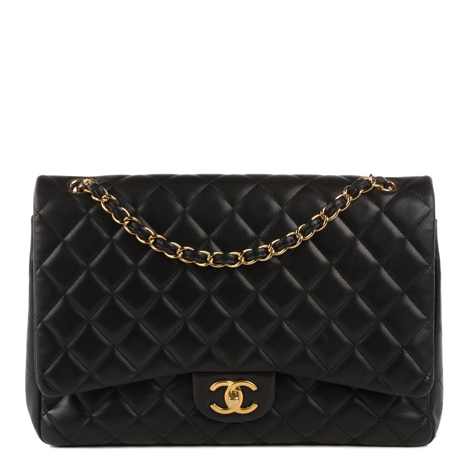 Chanel Lambskin Quilted Maxi Double Flap Black 1 of 9