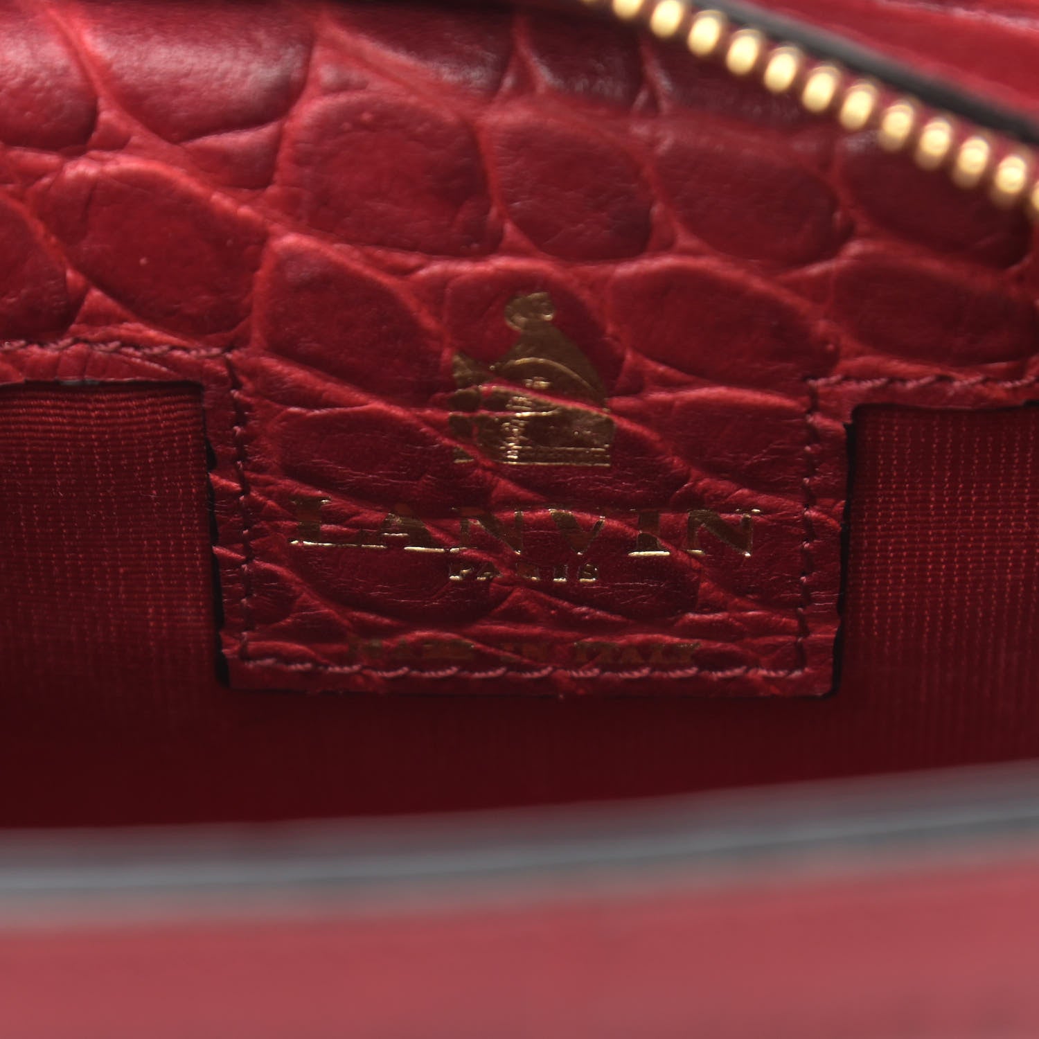 Lanvin Calfskin Crocodile Embossed Shoulder Bag Red 6 of 10