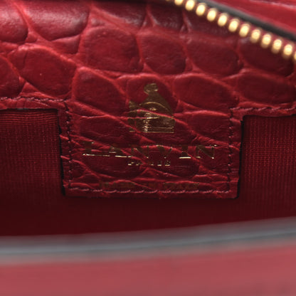 Lanvin Calfskin Crocodile Embossed Shoulder Bag Red 6 of 10