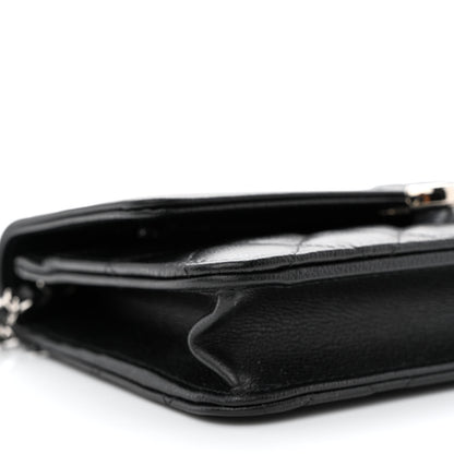 Chanel Grained Calfskin Quilted CC Box Wallet On Chain WOC Black 10 of 13