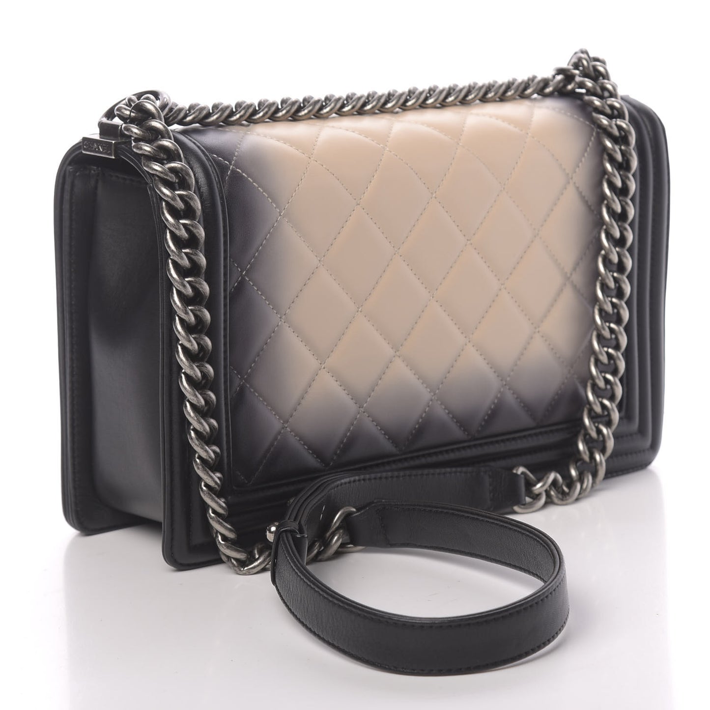 Calfskin Ombre Quilted New Medium Boy Flap Black Beige