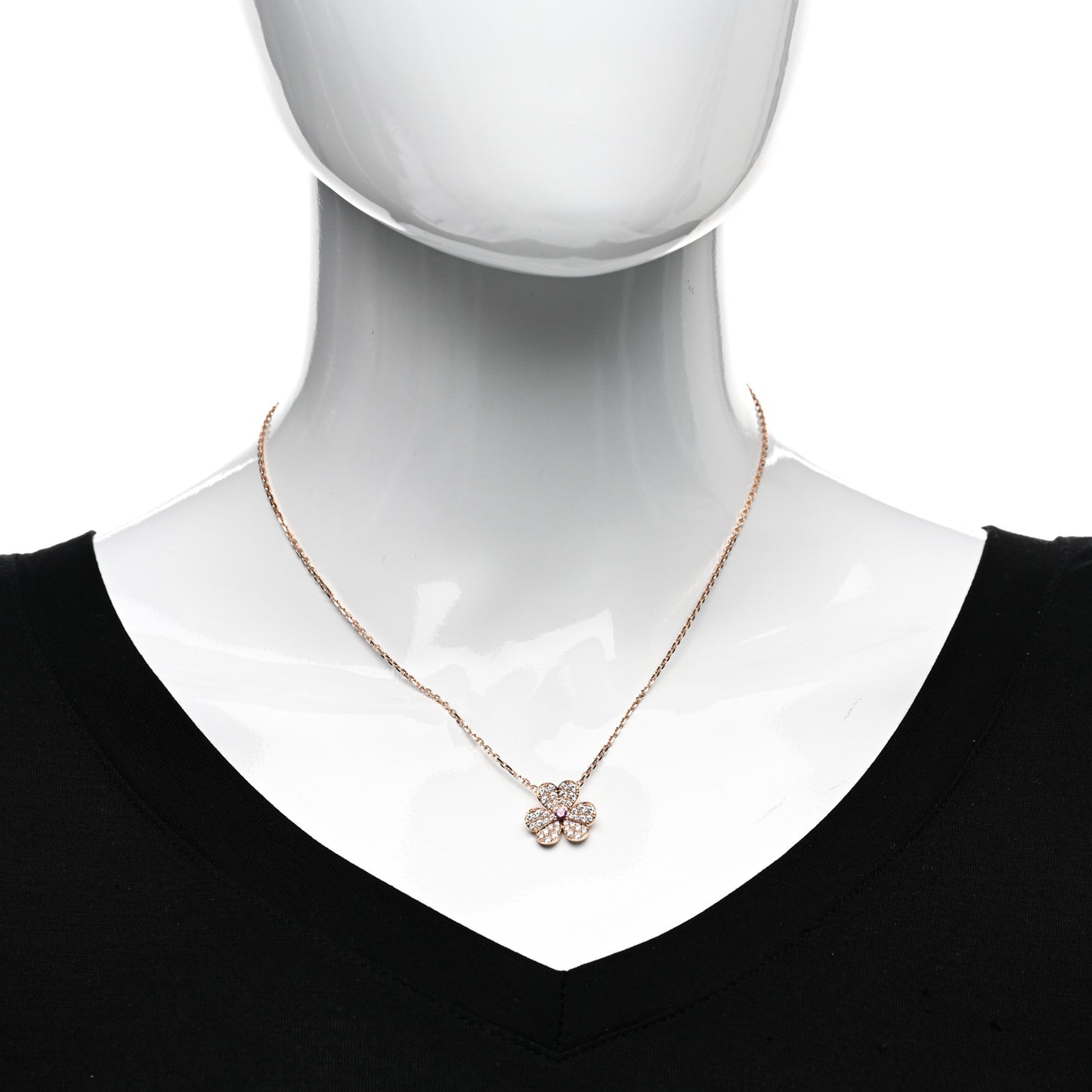 18K Rose Gold Diamond Pink Sapphire Small Frivole Pendant Necklace