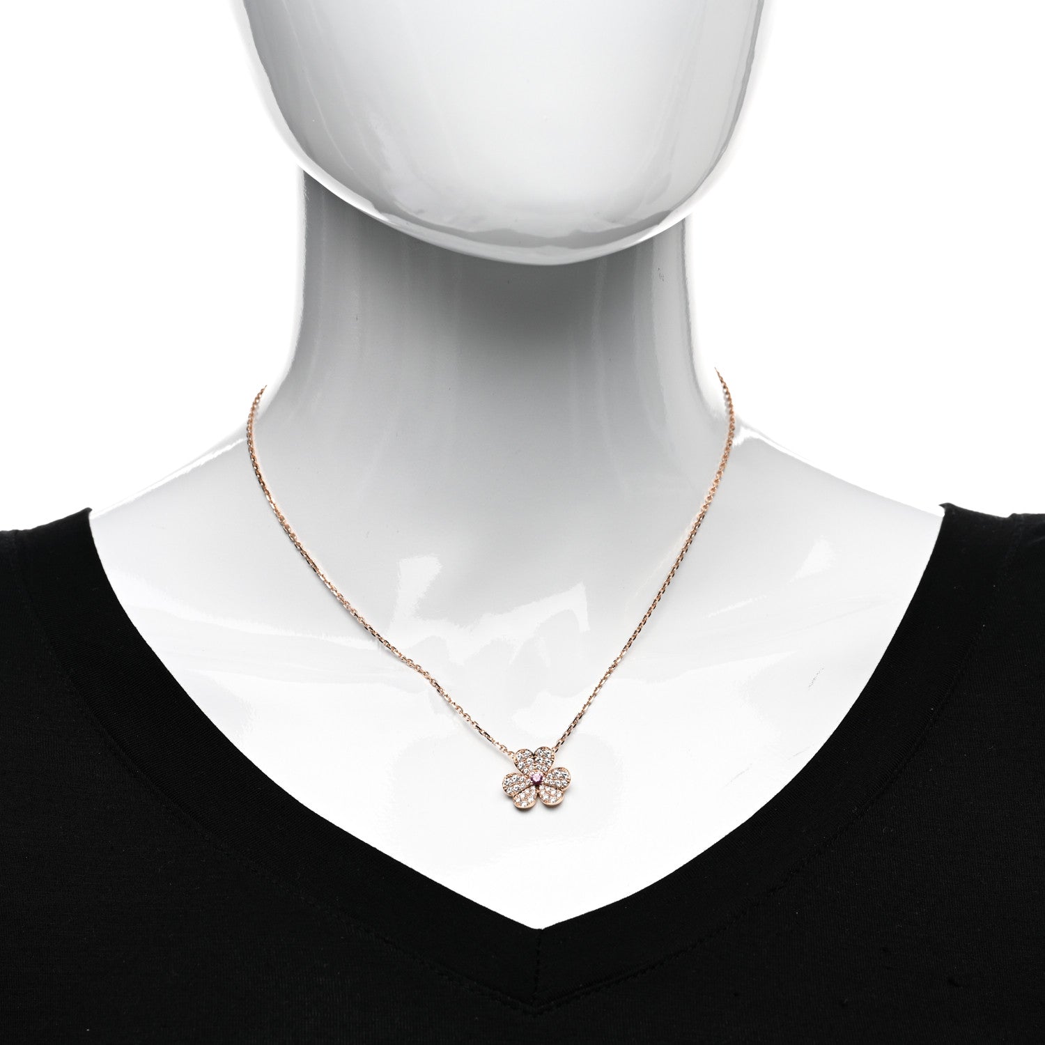 Van Cleef & Arpels 18K Rose Gold Diamond Pink Sapphire Small Frivole Pendant Necklace 2 of 6