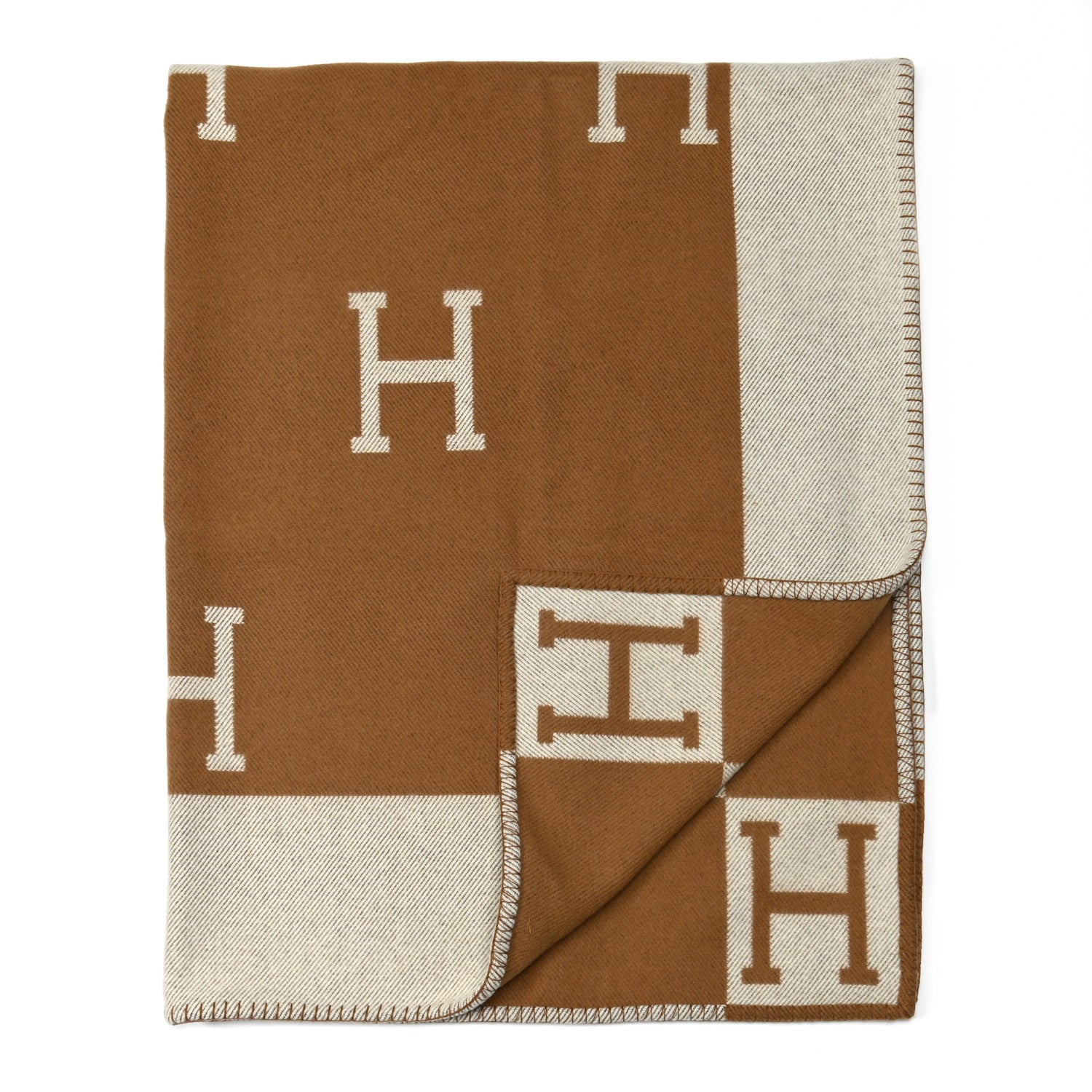 Hermes Wool Cashmere Avalon Blanket Ecru Camel 2 of 3