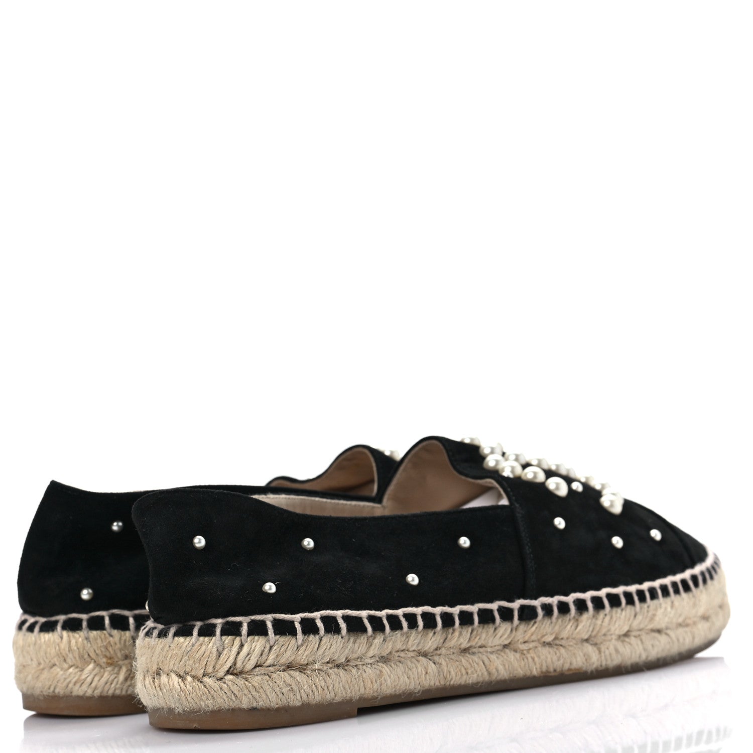 Chanel Suede Pearl CC Espadrilles 37 Black 4 of 8