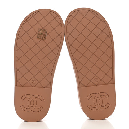 Chanel Lambskin Quilted CC Mules Sandals 36 Brown 5 of 9
