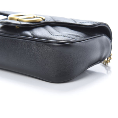 Gucci Calfskin Matelasse Super Mini GG Marmont Shoulder Bag Black 10 of 11