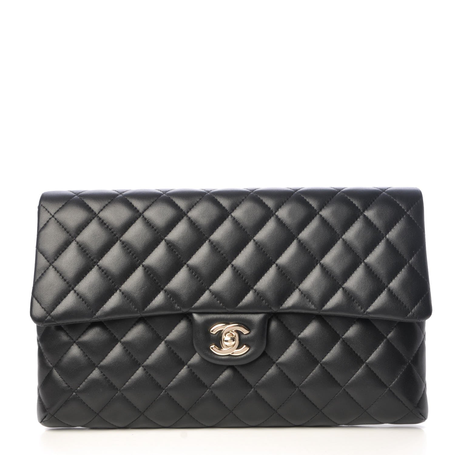 Chanel Lambskin Quilted Flap Clutch Black 1 of 8