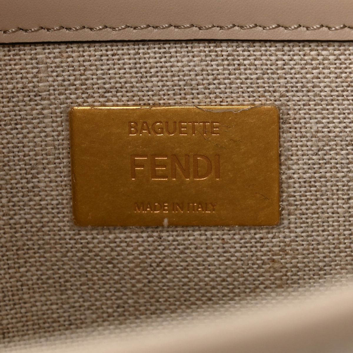 Fendi Canvas Vitello King FF Embroidered Baguette Grezzo White Nuvola 6 of 10