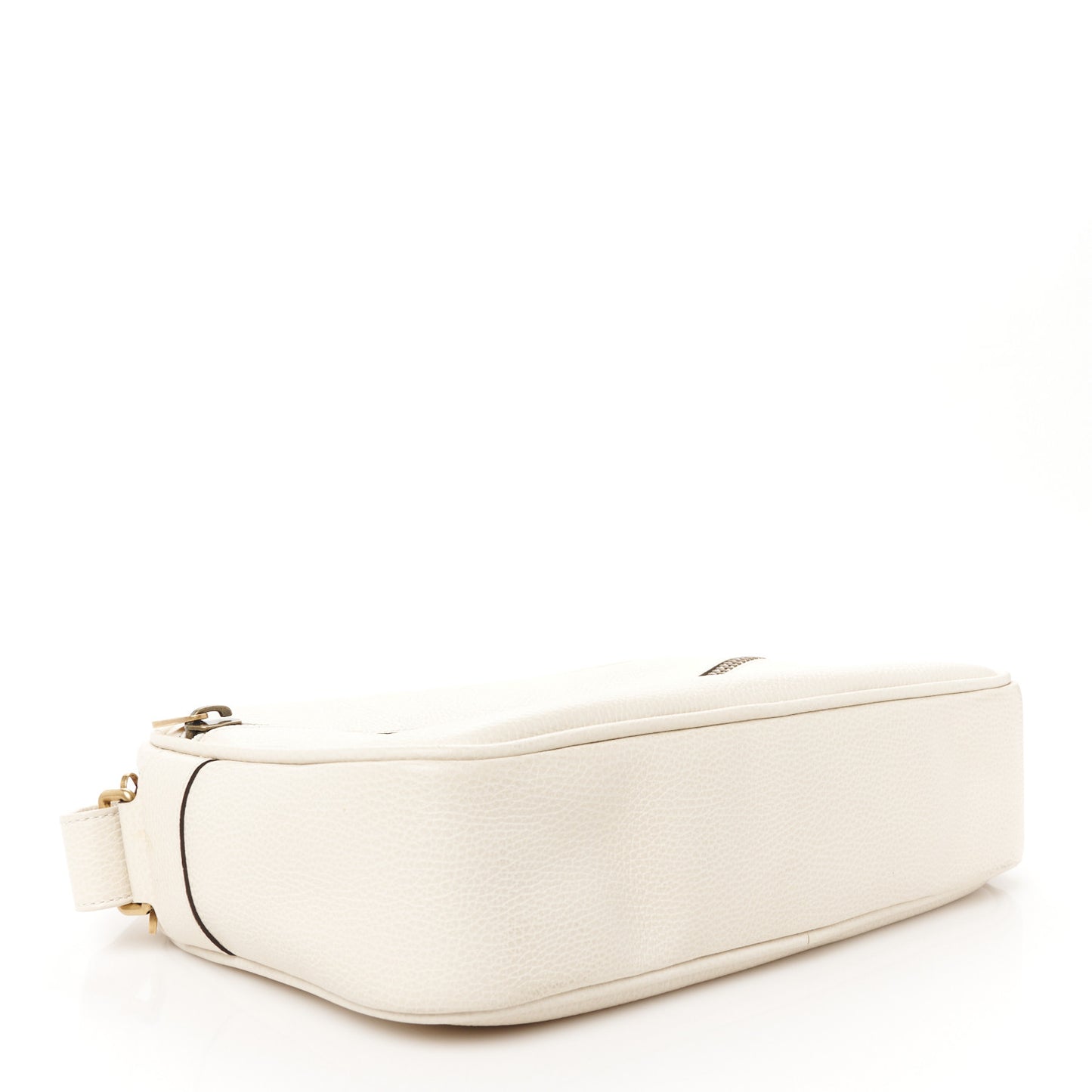 Pebbled Calfskin Logo Messenger Bag White
